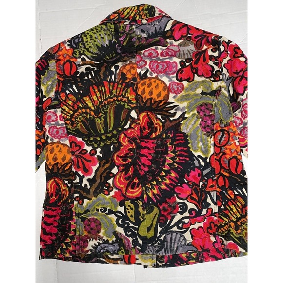 Additions by Chicos Colorful Hawaiian Luau floral Button Artsy Fun Jacket Top 1 - Picture 8 of 11